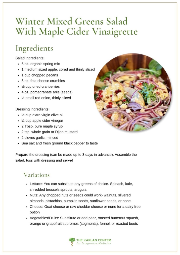 Winter Mixed Greens Salad With Maple Cider Vinaigrette